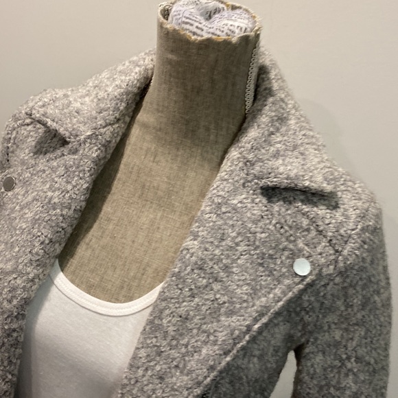 H&M Grey Wool Moto Crop Jacket - Picture 8 of 15